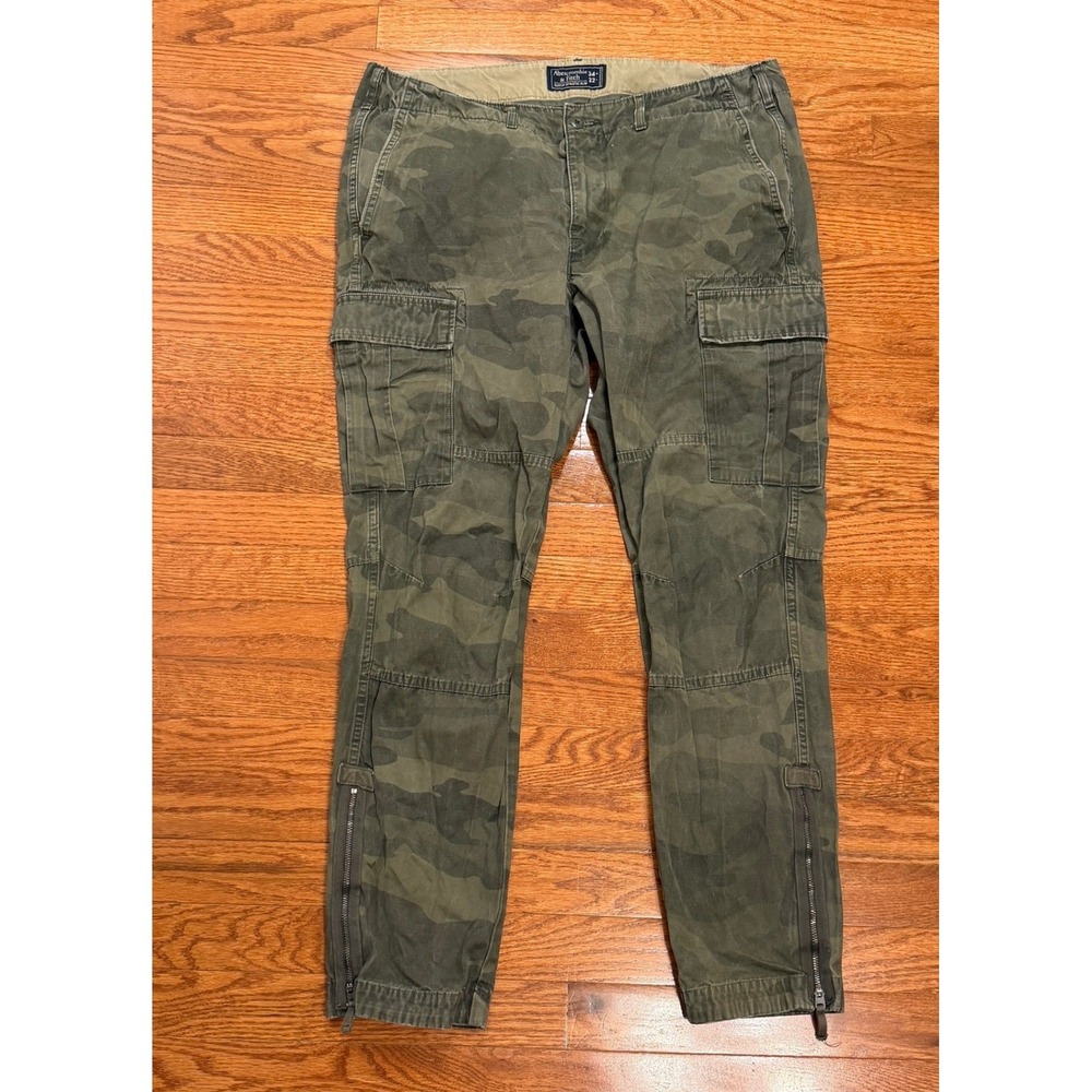 Abercrombie & Fitch Camo Cargo Pants Fits Mens 34x29 Camouflage Rustic Slim Y2K